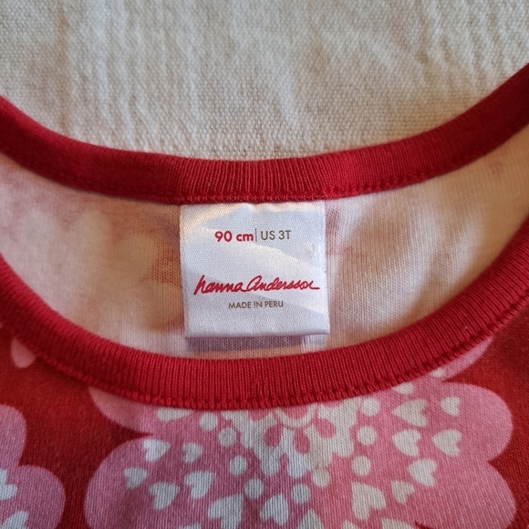 Hanna Andersson girls size 90 or 3T red, pink & white floral dress - Picture 3 of 5